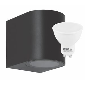 Aplique pared redondo Negro + 1 Lámpara LED Blanco cálido