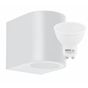 Aplique pared redondo Blanco + 1 Lámpara LED Blanco cálido