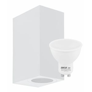 Aplique pared cuadrado Blanco + 2 Lámparas LED Luz día