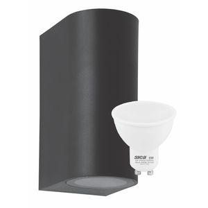 Aplique pared redondo Negro + 2 Lámparas LED Blanco cálido