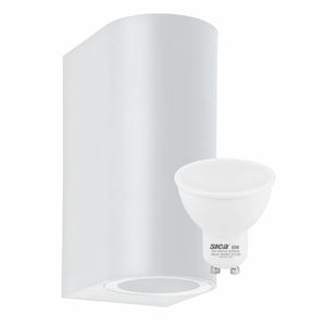 Aplique pared redondo Blanco + 2 Lámparas LED Luz día